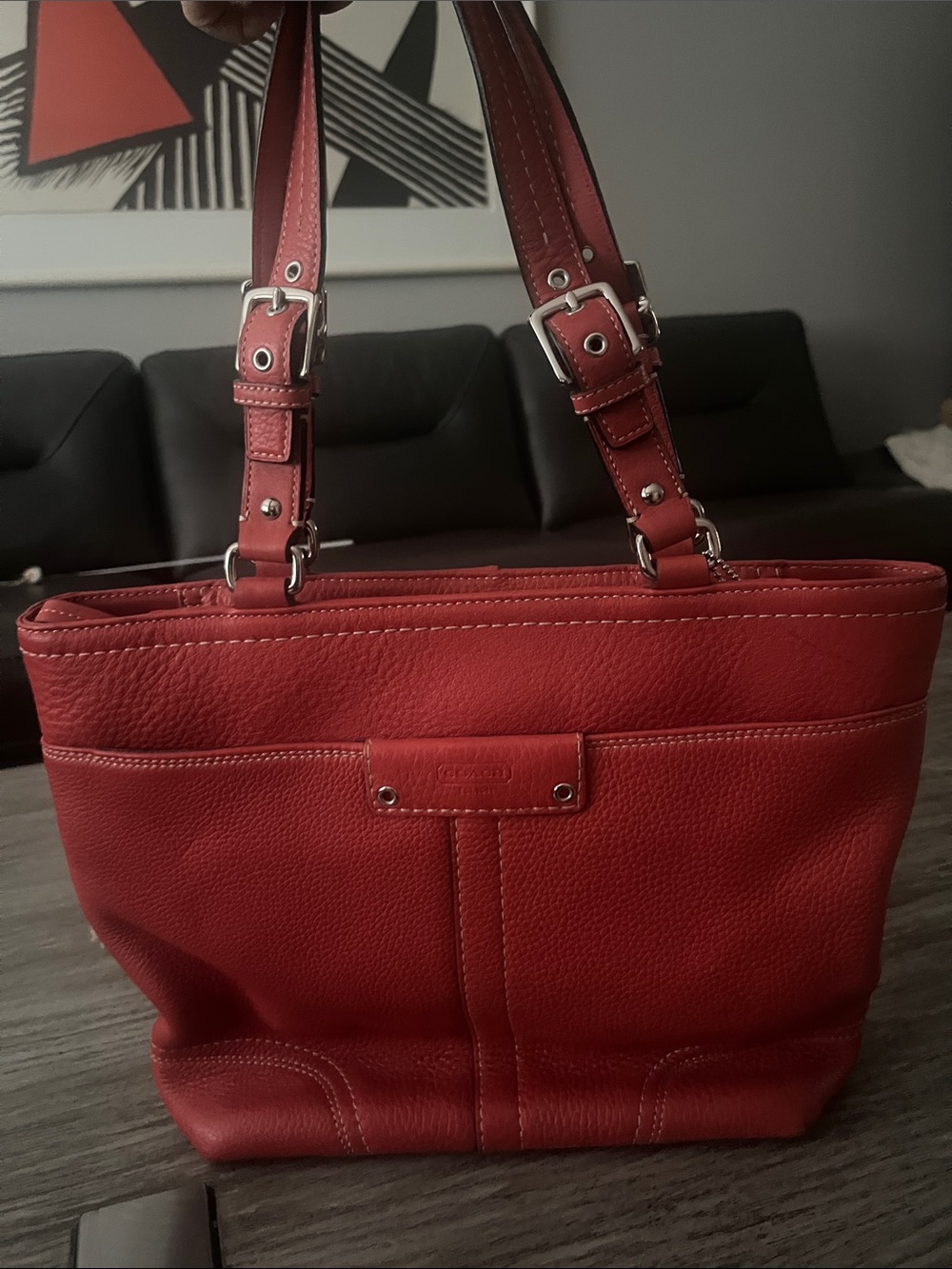 Coach Red Pebbled Leather Tote Bag | Shoulder Bag — Vintage | Great Condition